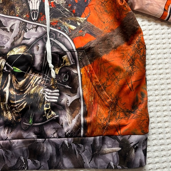 BOW HUNTER Hoodie Mens Size US Small Blaze Oranger Skull Ghost Face - Picture 5 of 14